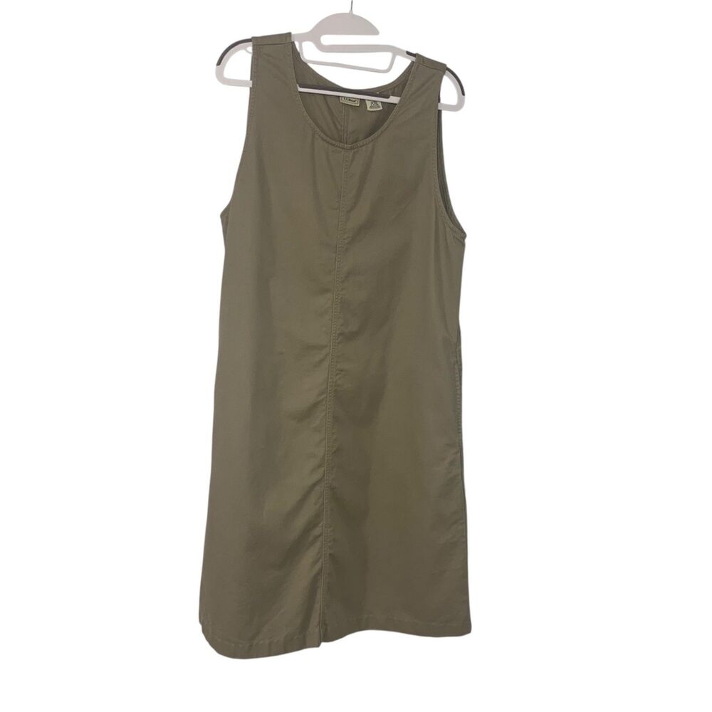 Vintage LL Bean Khaki Jumper Dress 10 Modest Casual Minimalist Cottage Country
